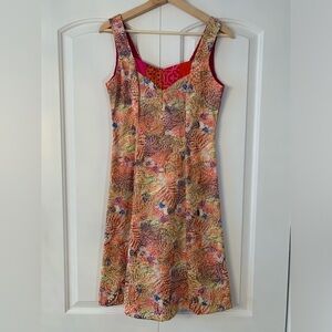 Myco Anna Dress Pink Orange Blue Sleeveless Size Small Cotton Blend Made Canada
